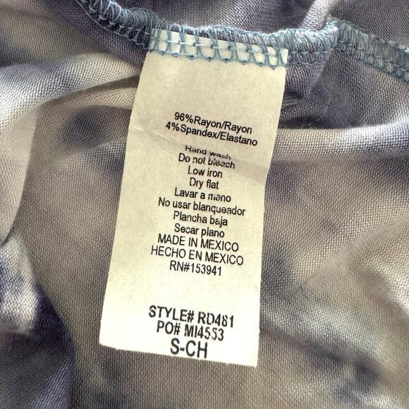 MIA & TESS sz S Maxi Dress Tie Dye Surplice Faux Wrap V Neck Cap Sleeves Bodycon - Picture 6 of 6